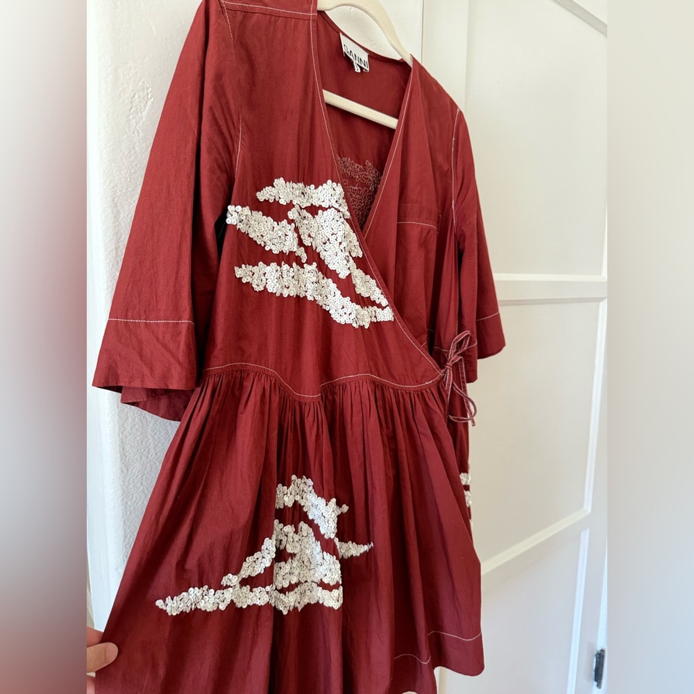GANNI Beaded Babydoll Dress